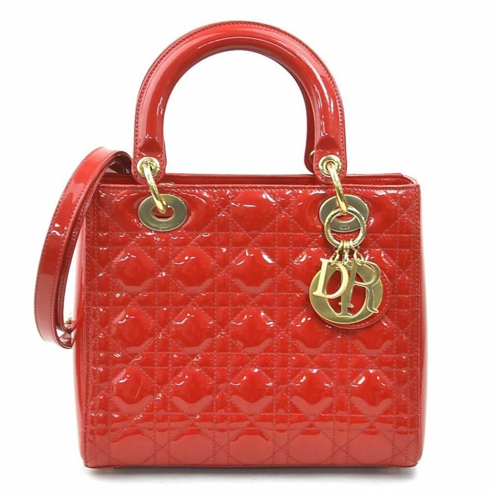 CHRISTIAN DIOR Red Leather Shoulder Bag